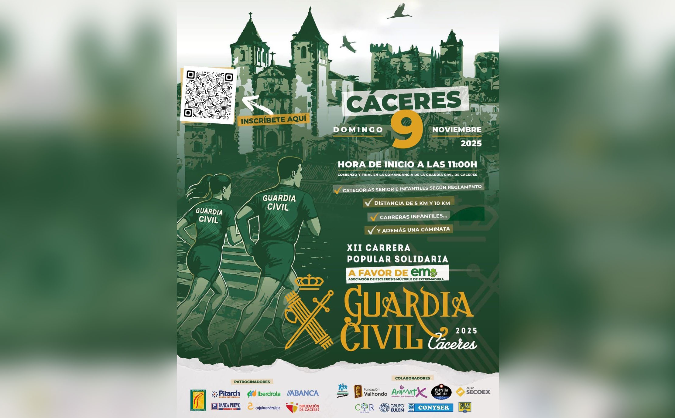 Cartel carrera solidaria Guardia Civil Cáceres 2025