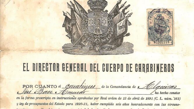 Cedula Jose Amuedo Comandancia Algeciras