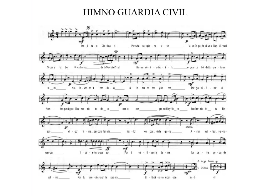 PARTITURA HIMNO GUARDIA CIVIL