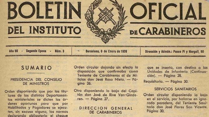 Portada Cuerpo Carabineros Republica correspondiente