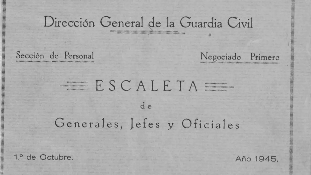 Portada de la Escaleta de Generales Jefes y Oficiales de la Guardia Civil
