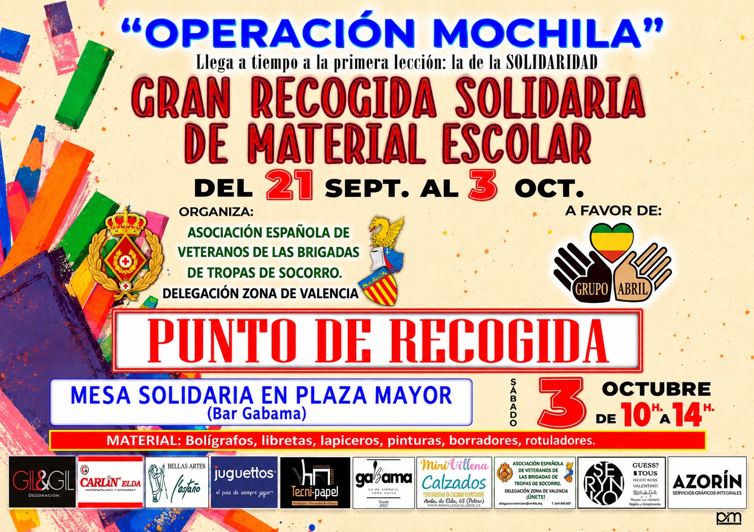 recogida material escolar valencia tropas socorro